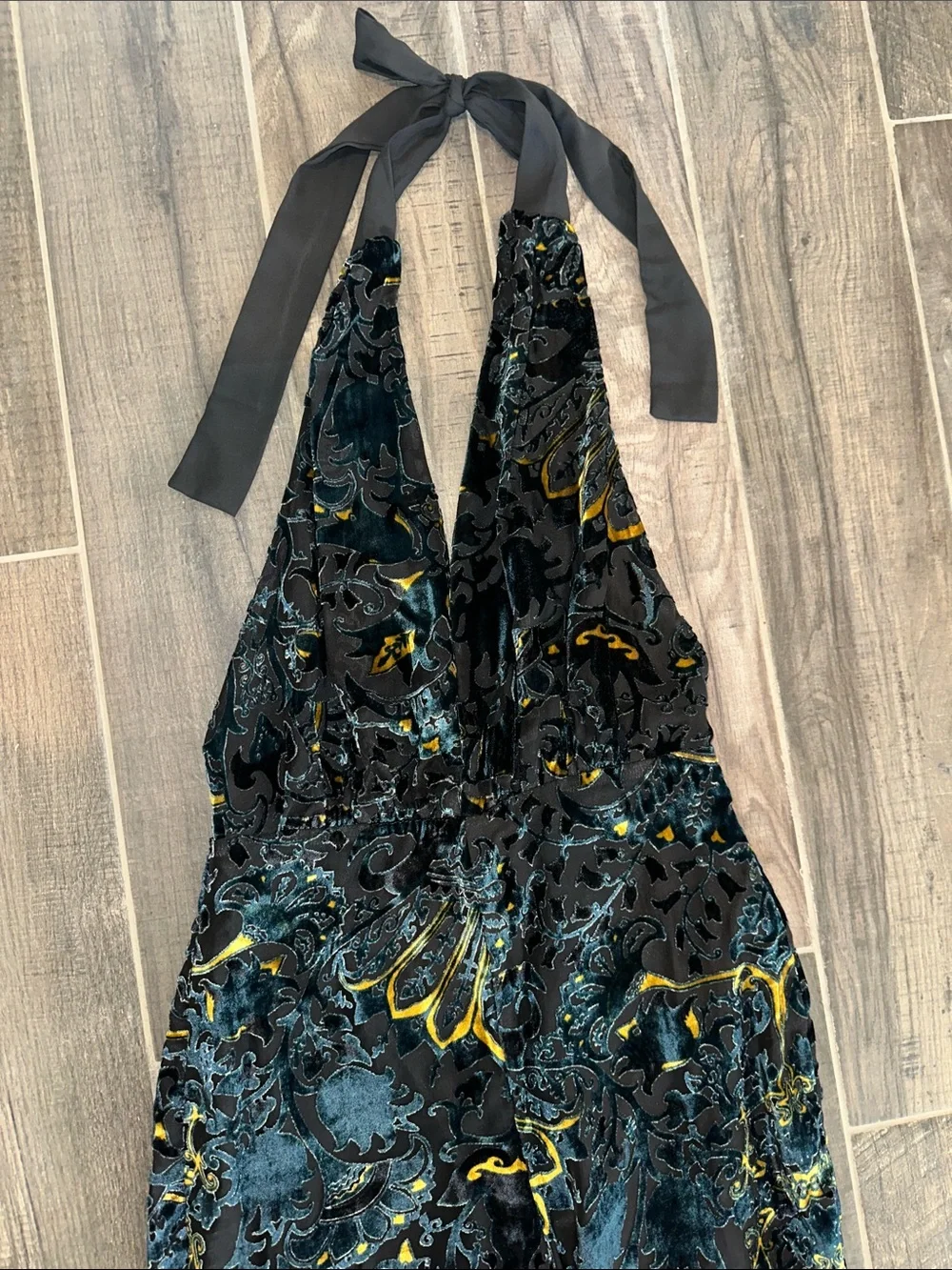 Nasty Gal Floral Devore Halterneck Flared Jumpsuit - Picture 6 of 13